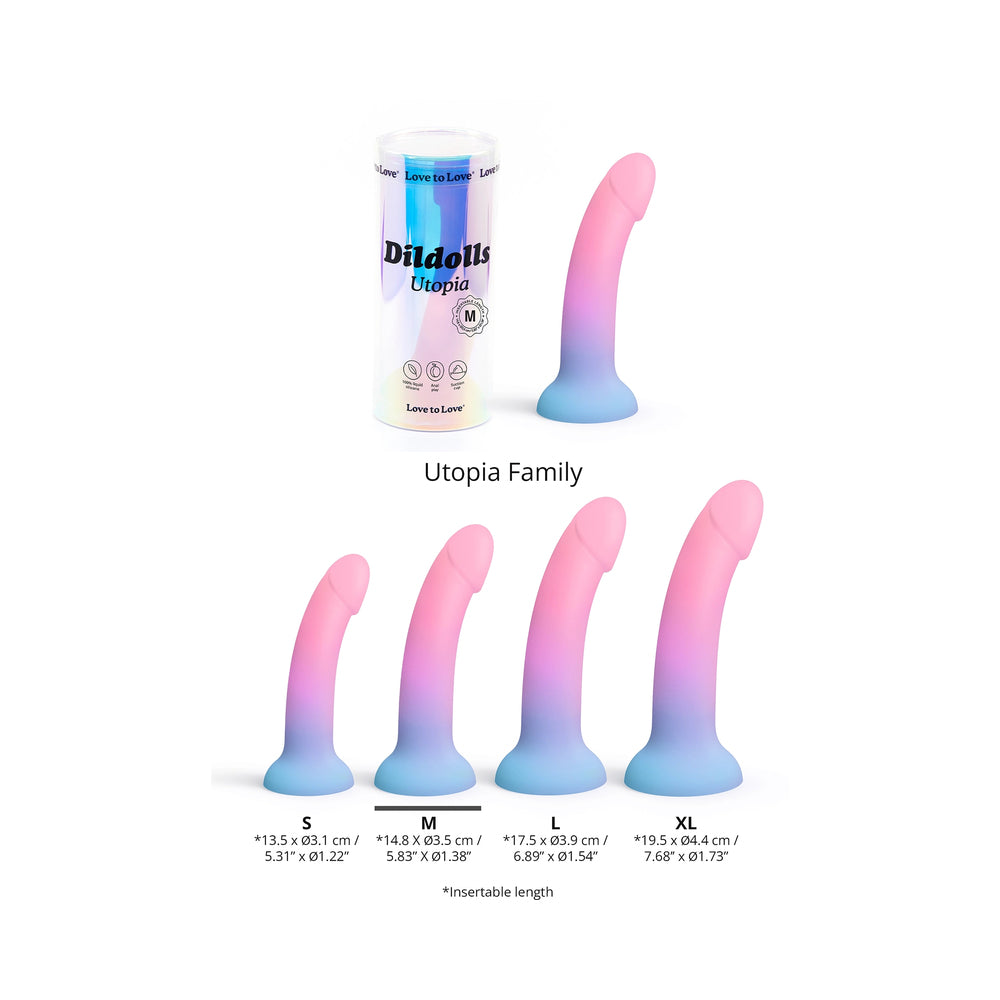 Love to Love Dildolls Utopia 7 in. Silicone Dildo Gradient Pastels