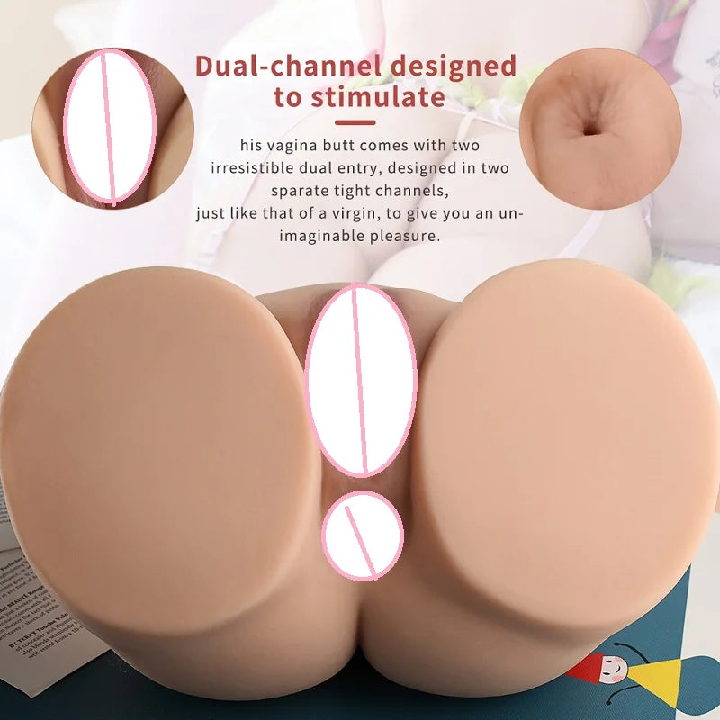 Sexy Vagina Artificial Silicone Pussy Big Ass Masturbator with Real Touch Feeling Skin Color