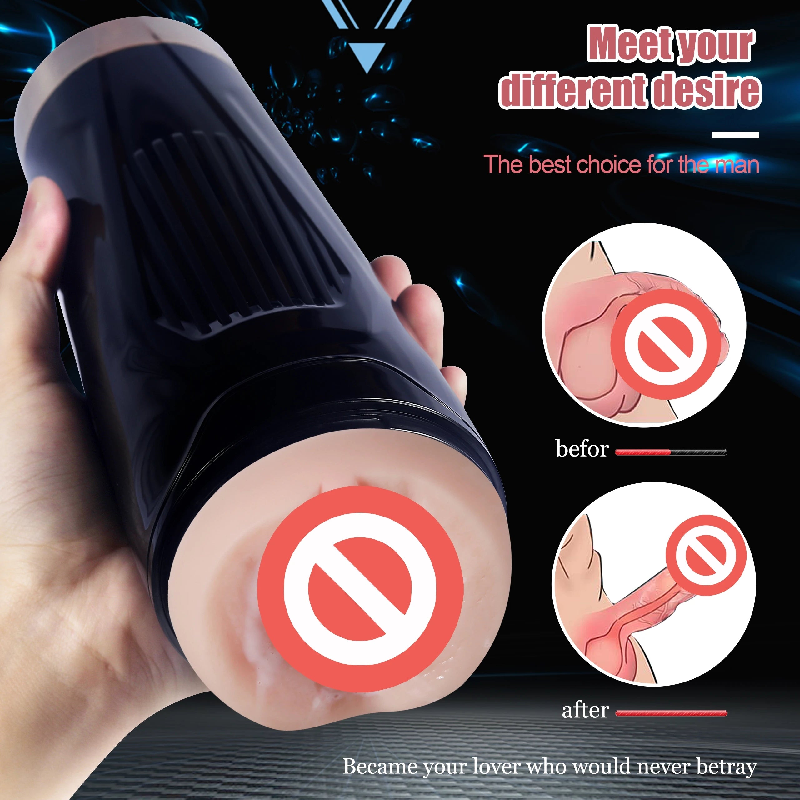Large Size Waterproof Men's Clamping Suction Masturbator
