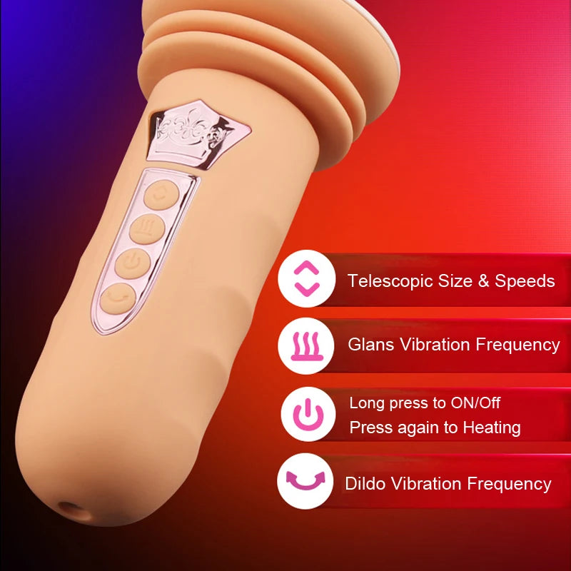 Suction Cup Base Sex Machine Telescopic Dildo Vibrator