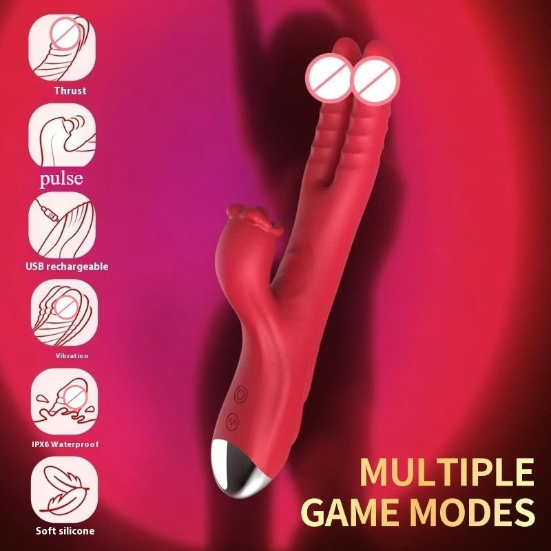 Silicone Female Clitoral Masturbation Nipple Masturbator Dual Dildo Vibrator