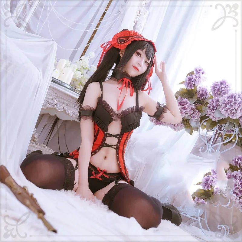 Anime DATE A LIVE Tokisaki Kurumi Cosplay Costumes Women Sexy Lingerie Party Suit Halloween Carnival Outfit Custom Made