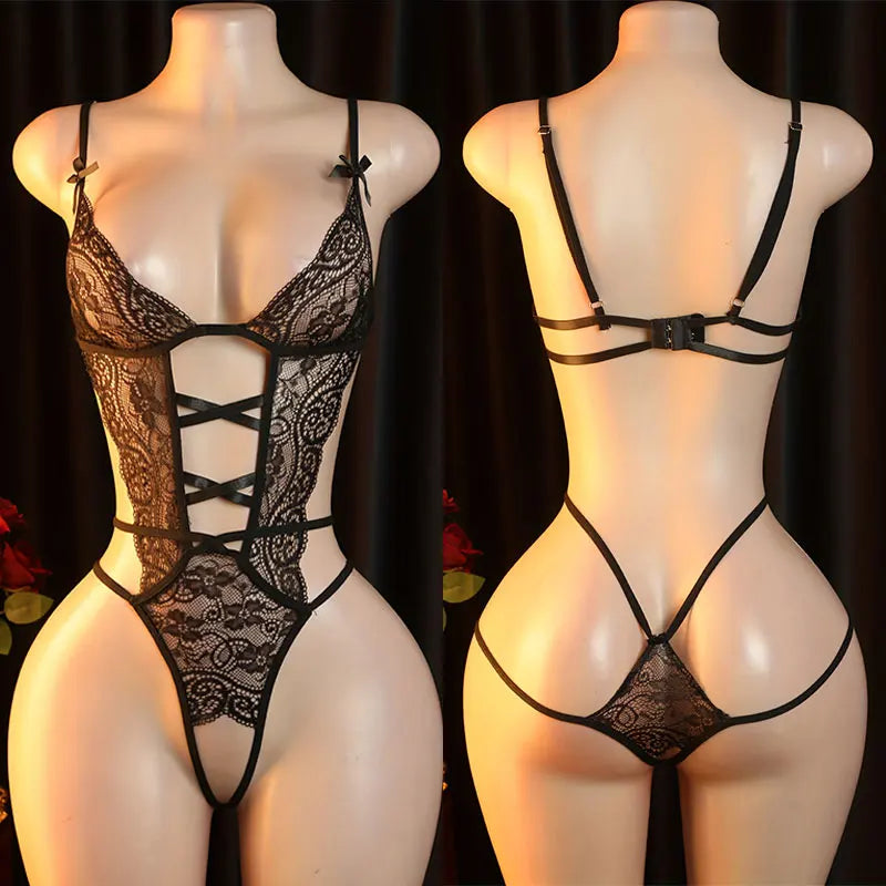 Lingerie One-Piece Panties Transparent Lace Bodysuit