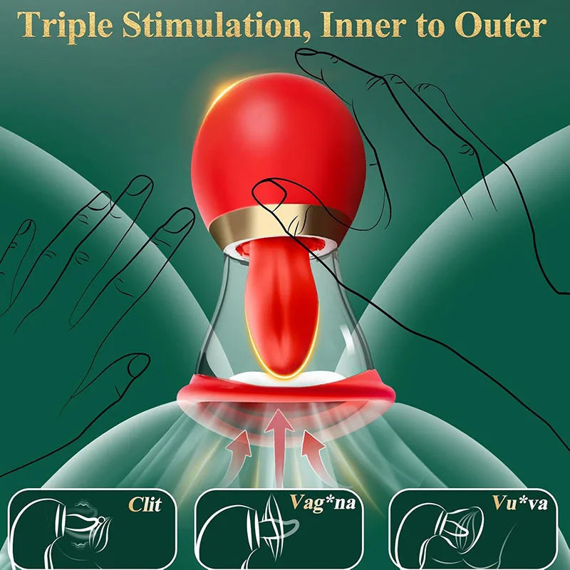 APP Control Clitoral Sucker Vibrator Tongue Licking Nipple Vagina Massager