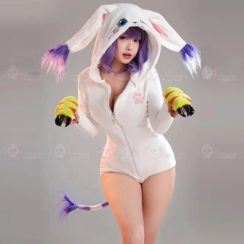 Anime Espeon Cosplay Costumes (Tail Socks Suit Cute Cartoon Flannel Pajamas Bunny)
