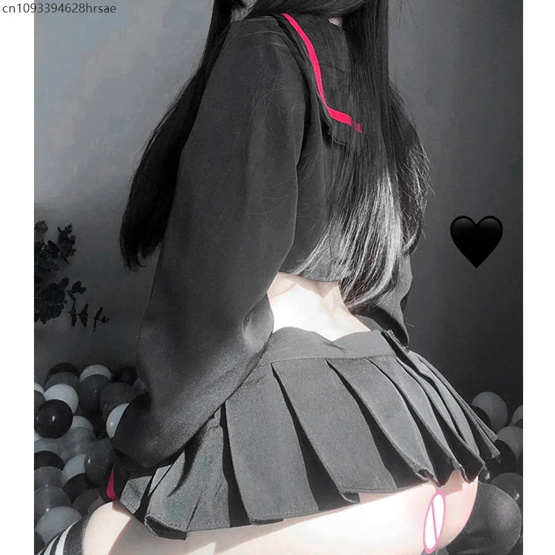 Sweet Sexy Lingerie Anime kitty Cosplay Costume JK Uniform Temptation Kwaii Lolita Mini Top Skirt Erotic Roleplay Student Sailor Suit