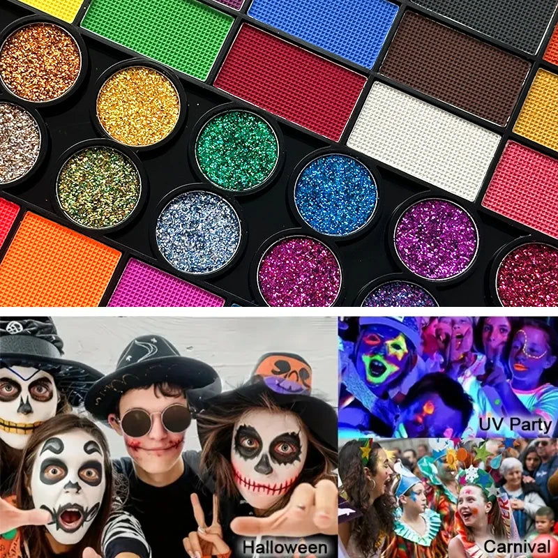 42-Color Facial Painting Kit,Vibrant Water-Acetated Face Painting Set for Parties,Birthdays & Halloween,Includes Brushes,Canvas