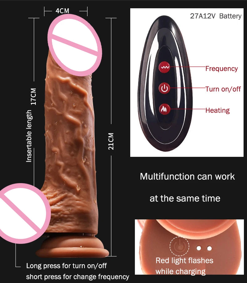 Electric Realistic Heating Dildo Thrusting Vibrator