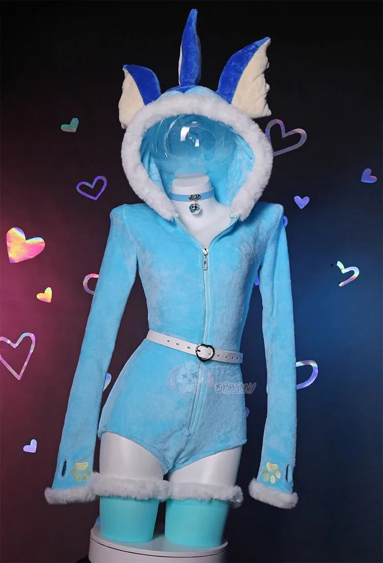 Anime Espeon Cosplay Costumes (Tail Socks Suit Cute Cartoon Flannel Pajamas Bunny)