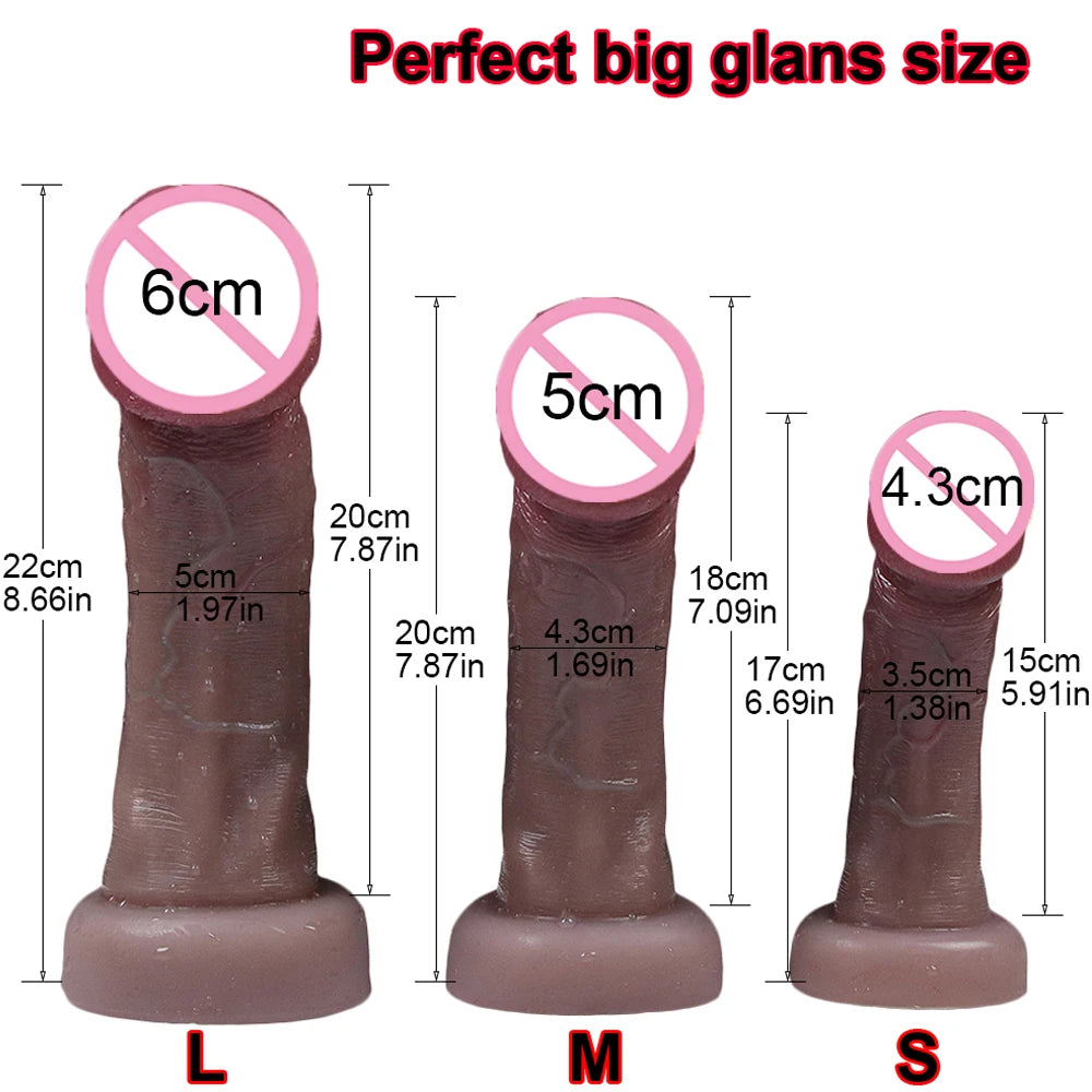 PLAYCHARM Realistic Dildos Big Glans With Suction Base