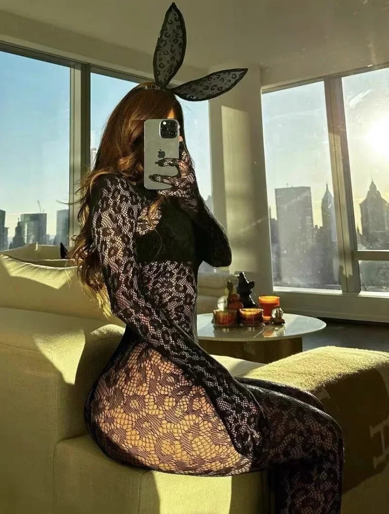 Sexy Lingerie Body Stocking Leopard