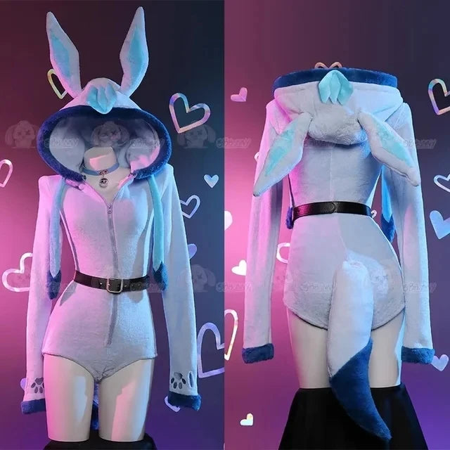 Anime Espeon Cosplay Costumes (Tail Socks Suit Cute Cartoon Flannel Pajamas Bunny)