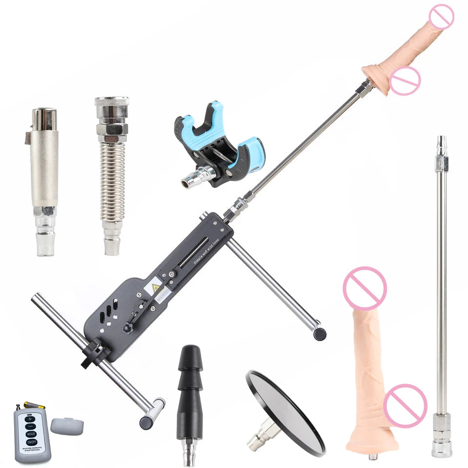 Men and women sex machine with sex toys set ( Automatically retractable dildos for men and women Pump gun sex toys )