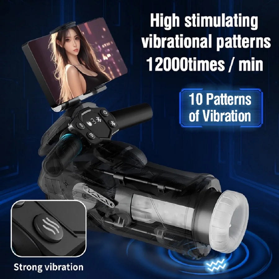 APP Control Smart Motorcycle Male Masturbator (with bluetooth and handles)
