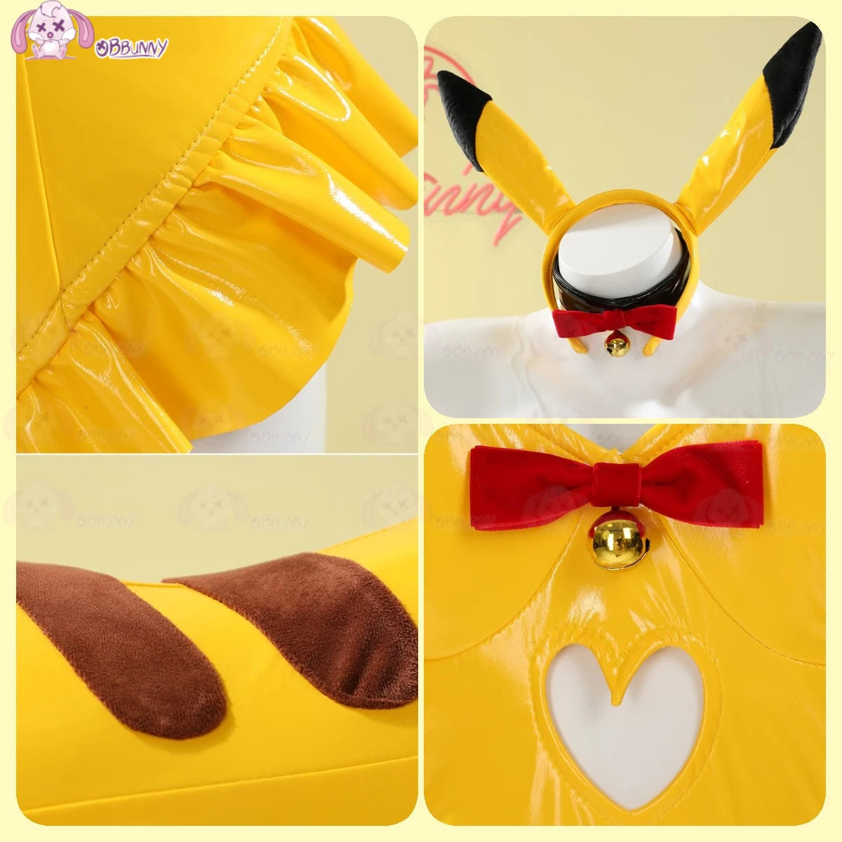 Anime PM Derivative Sexy Lingerie BodysuitYellow PU Cosplay Costume Women's Dress Bunny Lingerie Cos Bright Leather Tight Yellow
