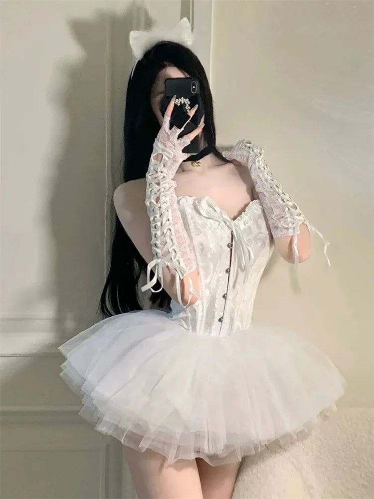 Christmas Sexy Lingerie Hot Dress Cosplay Santa Costumes Red White Short Skirt Fun Clothing Elegant Role Playing Outfit Garment