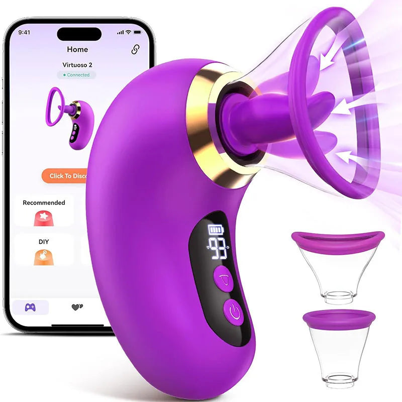 APP Control Clitoral Sucker Vibrator Tongue Licking Nipple Vagina Massager