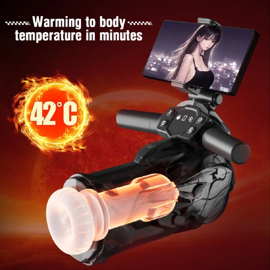 APP Control Smart Motorcycle Male Masturbator (with bluetooth and handles)