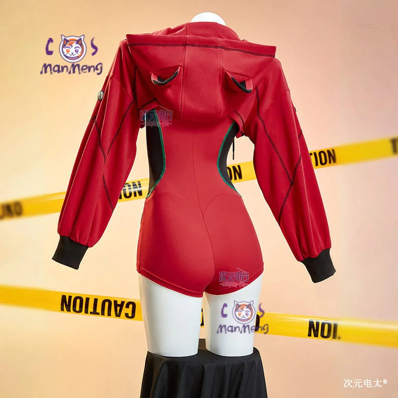 Asuka Langley Soryu Cosplay (Anime New Red Hooded tight-fitting Uniform)