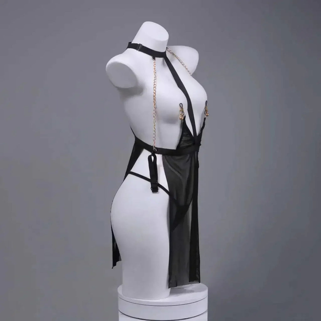 Hot Sexy Lingerie Low Cut Crotchless Bodysuit