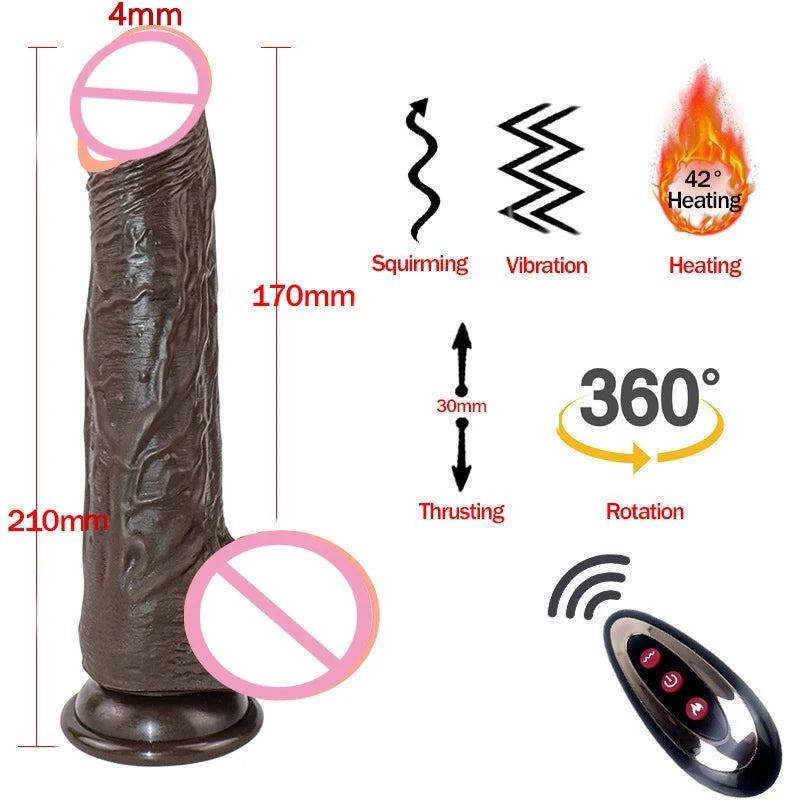 Electric Realistic Heating Dildo Thrusting Vibrator