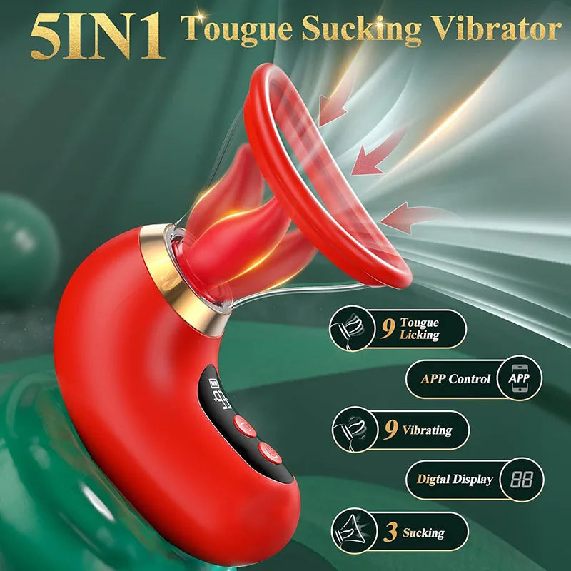 APP Control Clitoral Sucker Vibrator Tongue Licking Nipple Vagina Massager