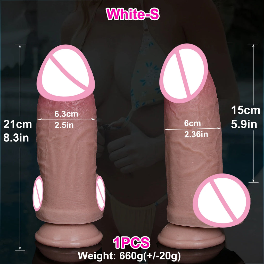 Very Soft  Skin Feel Big Thick Dildo Anal Sex Toy for Man Woman (Realistic Silicone Penis Cock Suction base)