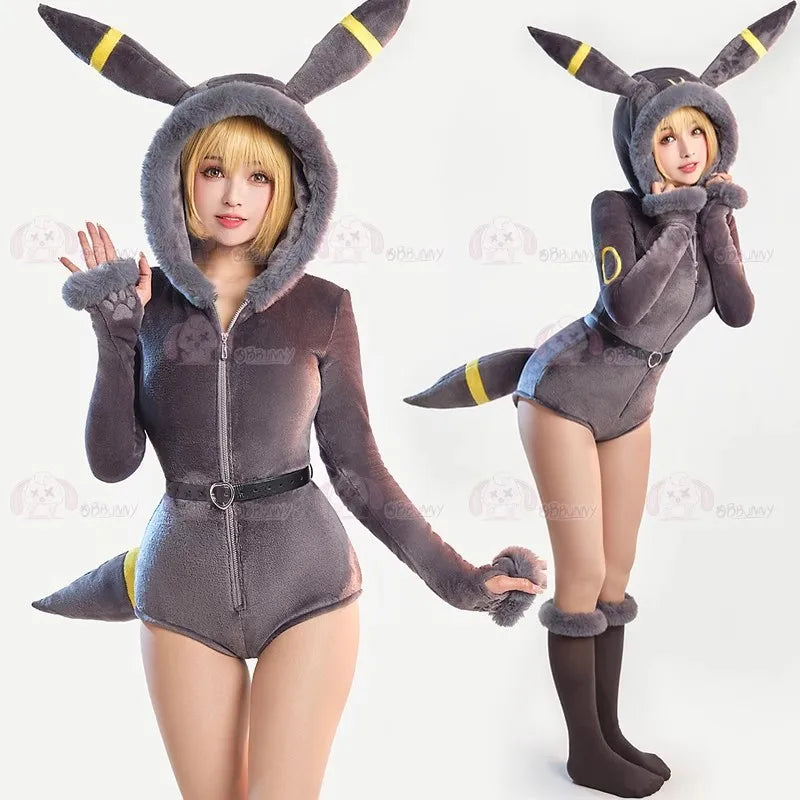 Anime Espeon Cosplay Costumes (Tail Socks Suit Cute Cartoon Flannel Pajamas Bunny)