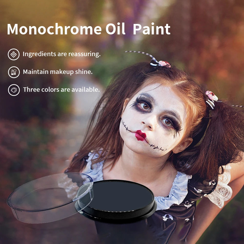 Water Based Face Body Paint Red White Balck, Water Activated Face Painting for Party, Non Toxic Facepaints