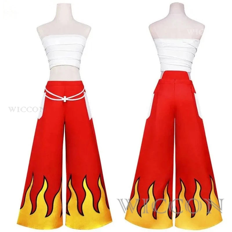 Erza Scarlet Costume Pants White Tube Tops Red Cool Set