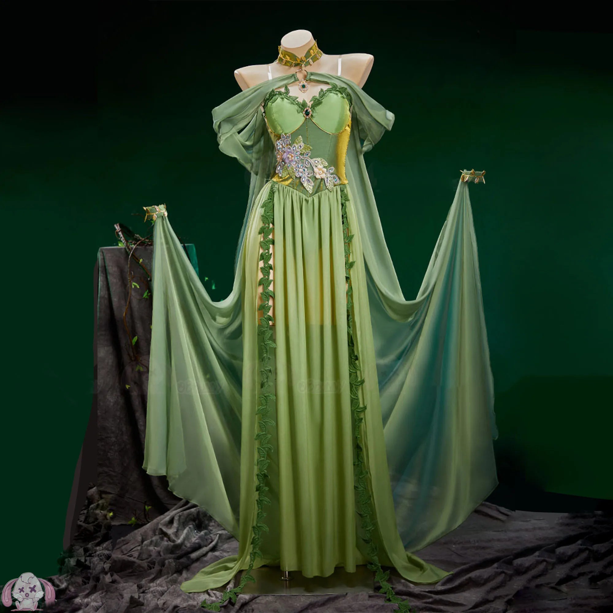 Anime Fairy Elves Cosplay Costume Women Sexy Sling Long Dress Medieval Queen Elf Dress Halloween Carnival Party Perform Clothes
