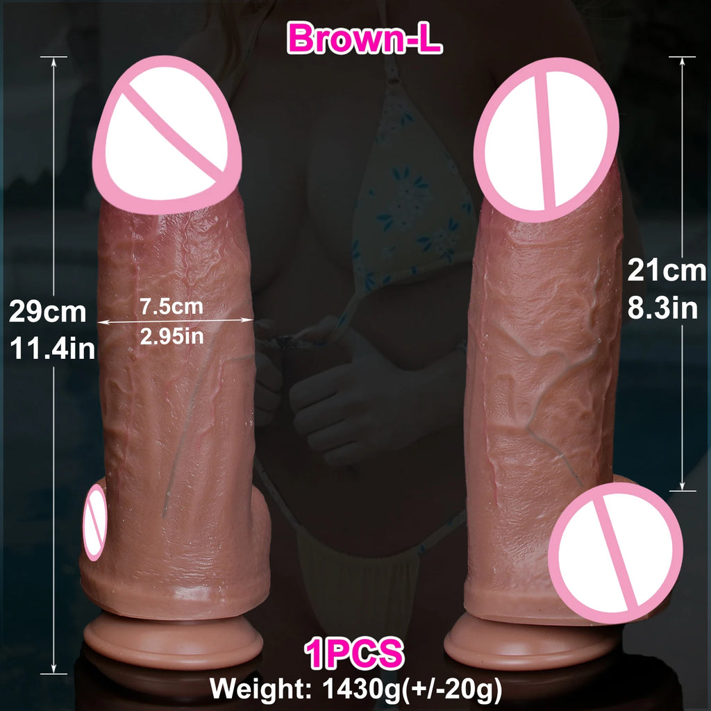 Very Soft  Skin Feel Big Thick Dildo Anal Sex Toy for Man Woman (Realistic Silicone Penis Cock Suction base)