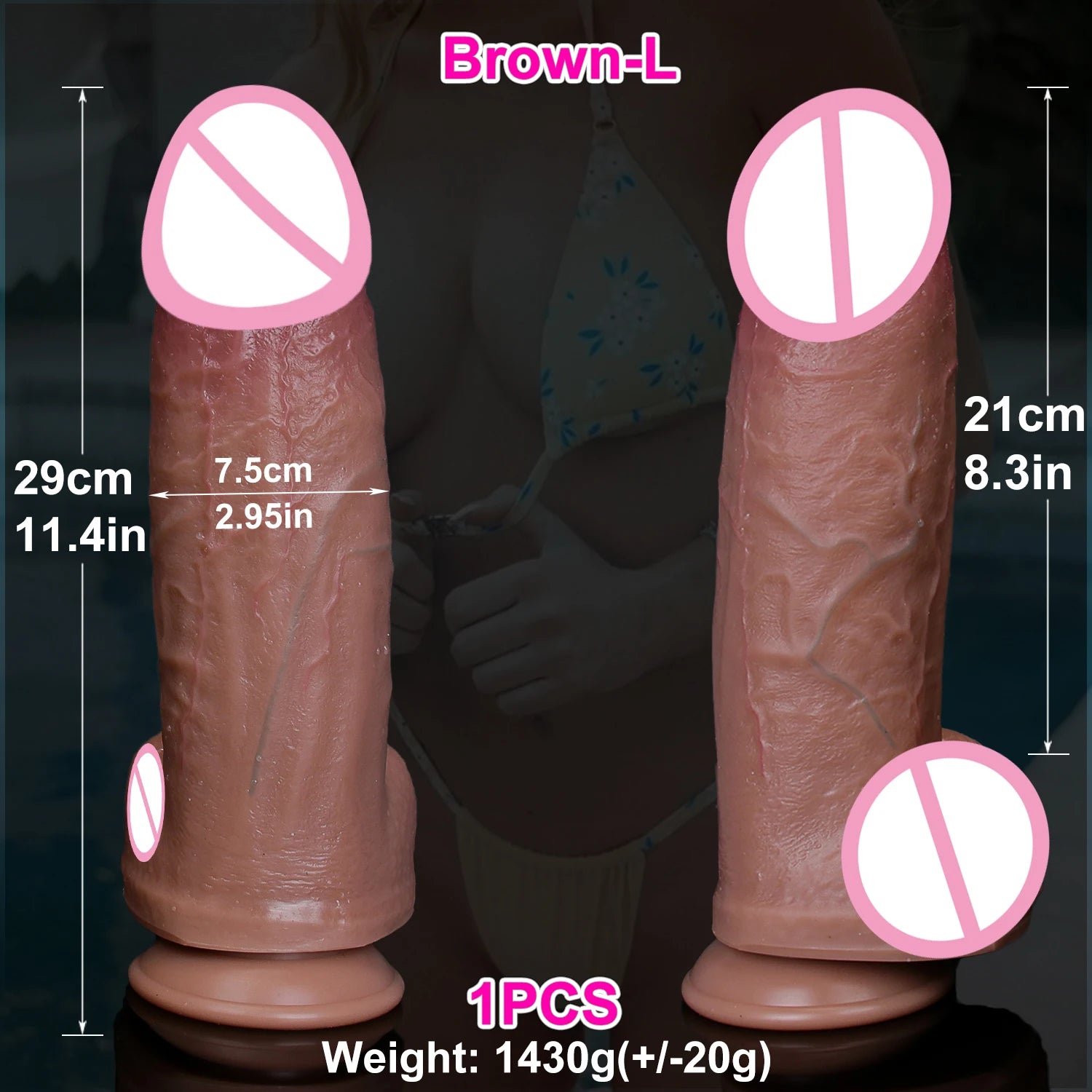 Very Soft  Skin Feel Big Thick Dildo Anal Sex Toy for Man Woman (Realistic Silicone Penis Cock Suction base)
