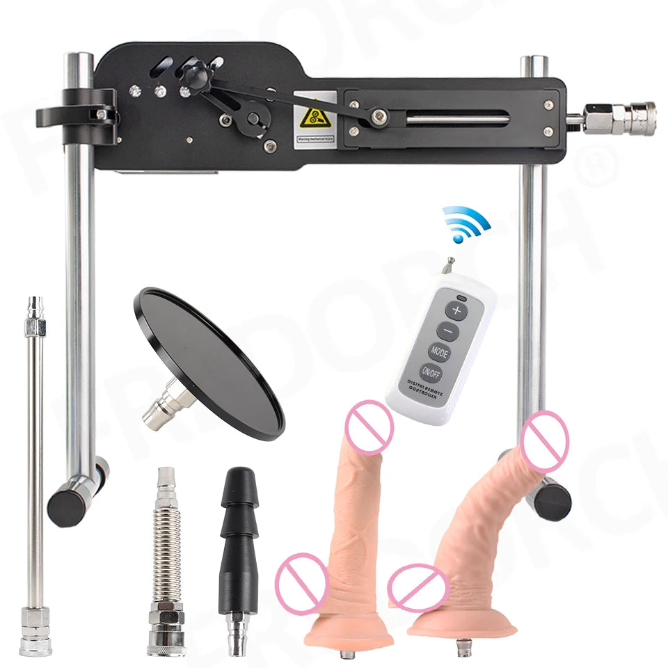 Men and women sex machine with sex toys set ( Automatically retractable dildos for men and women Pump gun sex toys )