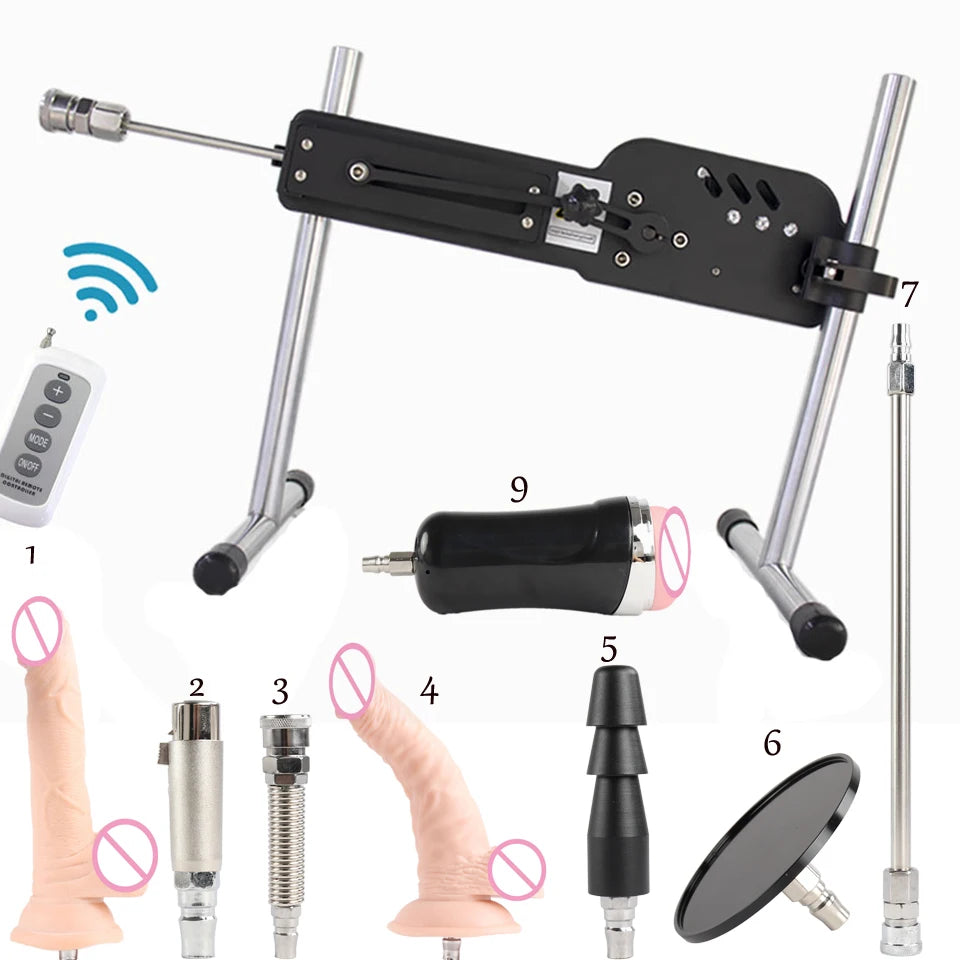 Men and women sex machine with sex toys set ( Automatically retractable dildos for men and women Pump gun sex toys )