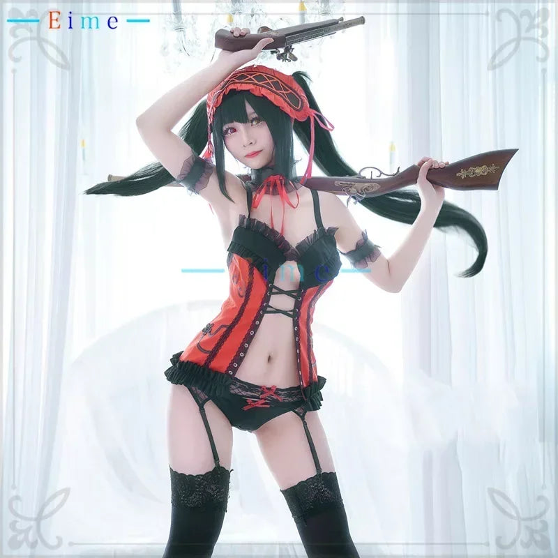 Anime DATE A LIVE Tokisaki Kurumi Cosplay Costumes Women Sexy Lingerie Party Suit Halloween Carnival Outfit Custom Made