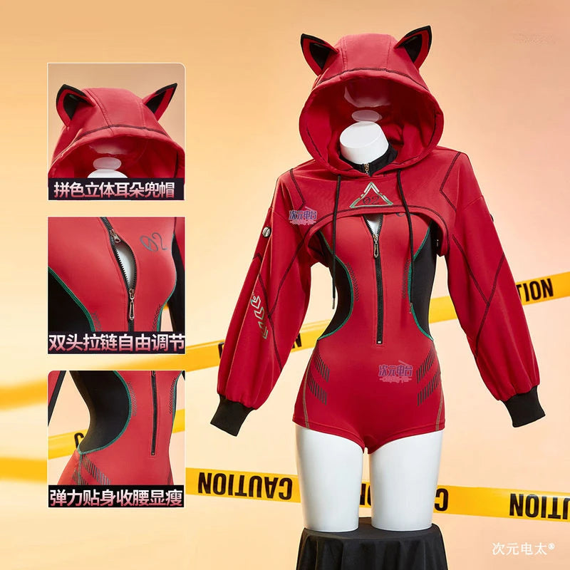 Asuka Langley Soryu Cosplay (Anime New Red Hooded tight-fitting Uniform)