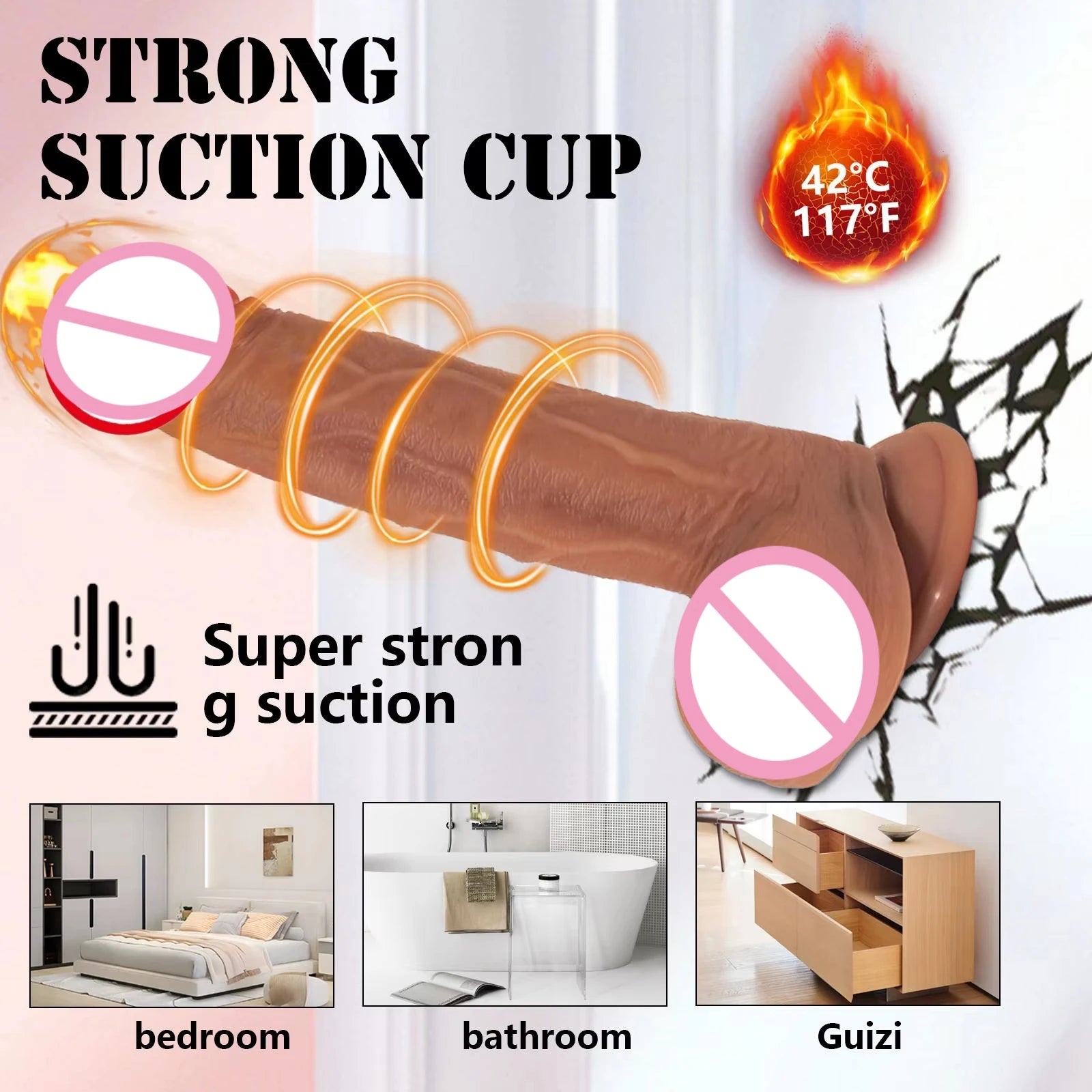 Electric Realistic Heating Dildo Thrusting Vibrator