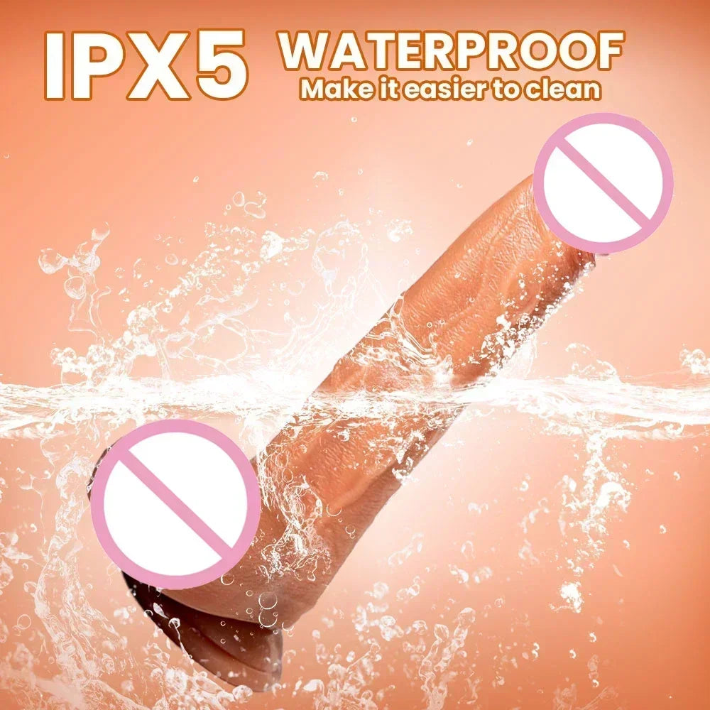 Electric Realistic Heating Dildo Thrusting Vibrator