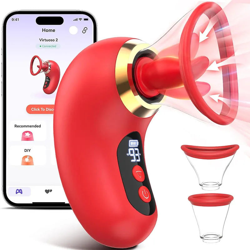APP Control Clitoral Sucker Vibrator Tongue Licking Nipple Vagina Massager