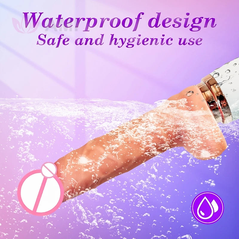Electric Realistic Heating Dildo Thrusting Vibrator
