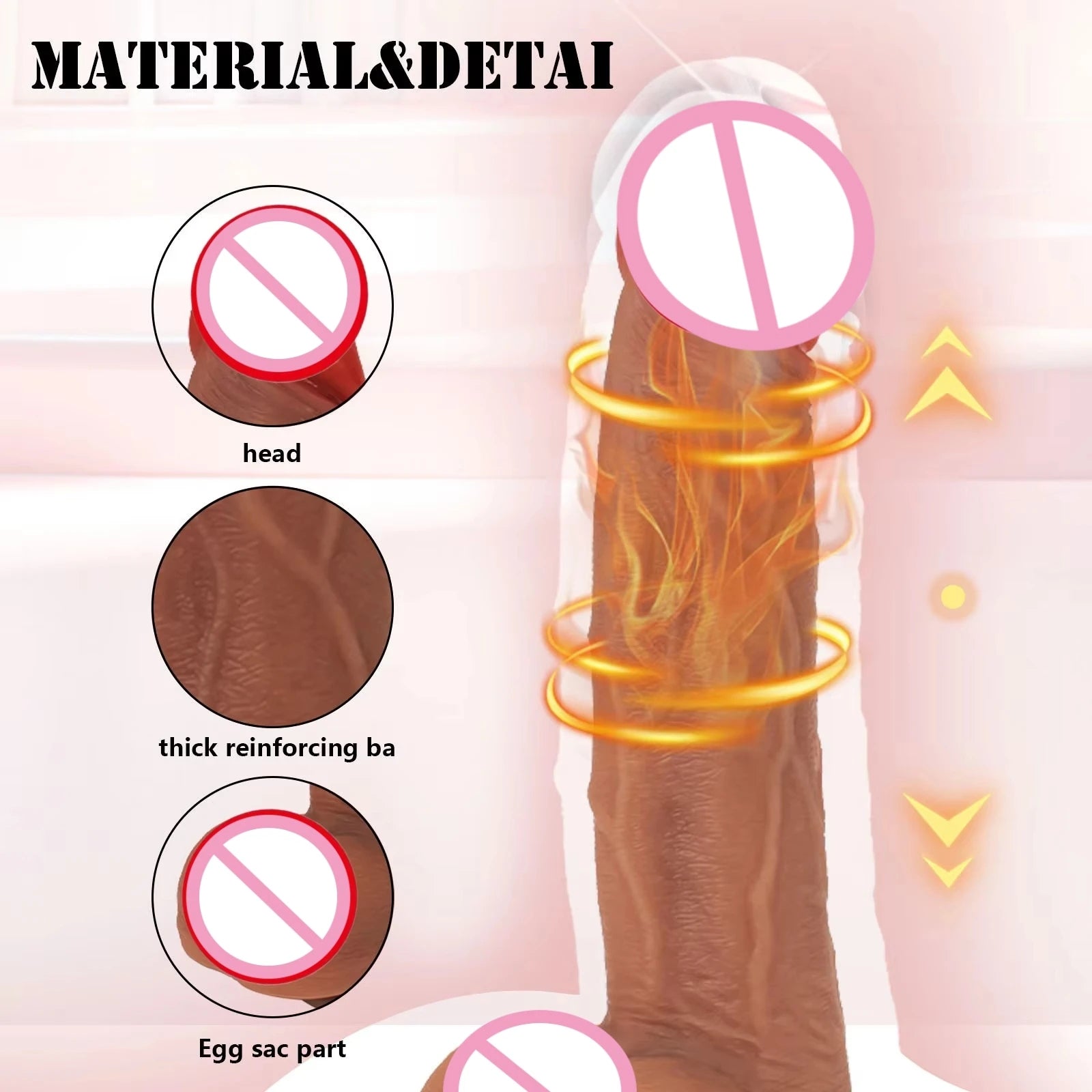 Electric Realistic Heating Dildo Thrusting Vibrator
