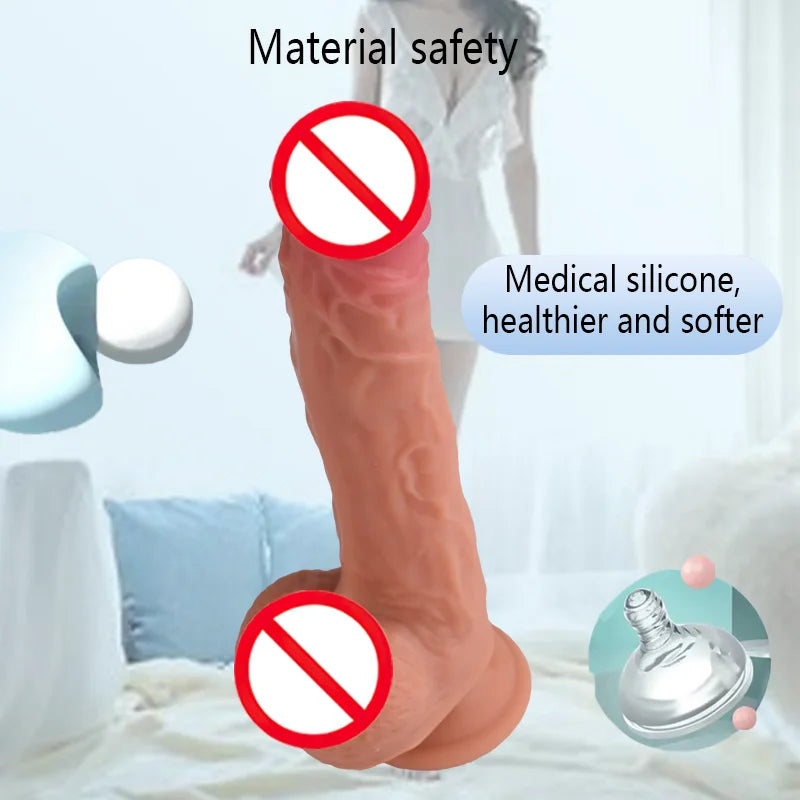 Dildo Heated Realistic Telescopic Swing Vibrator