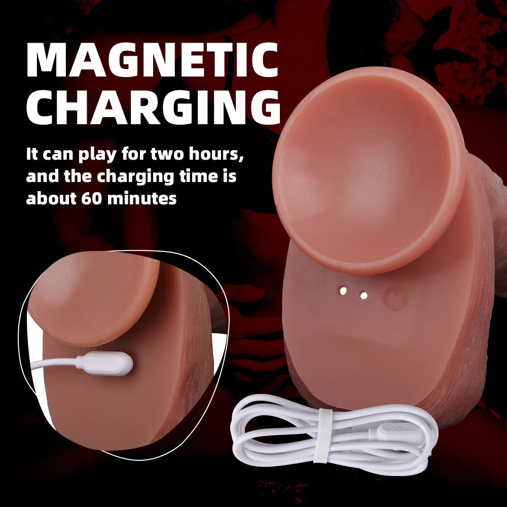 Electric Realistic Heating Dildo Thrusting Vibrator