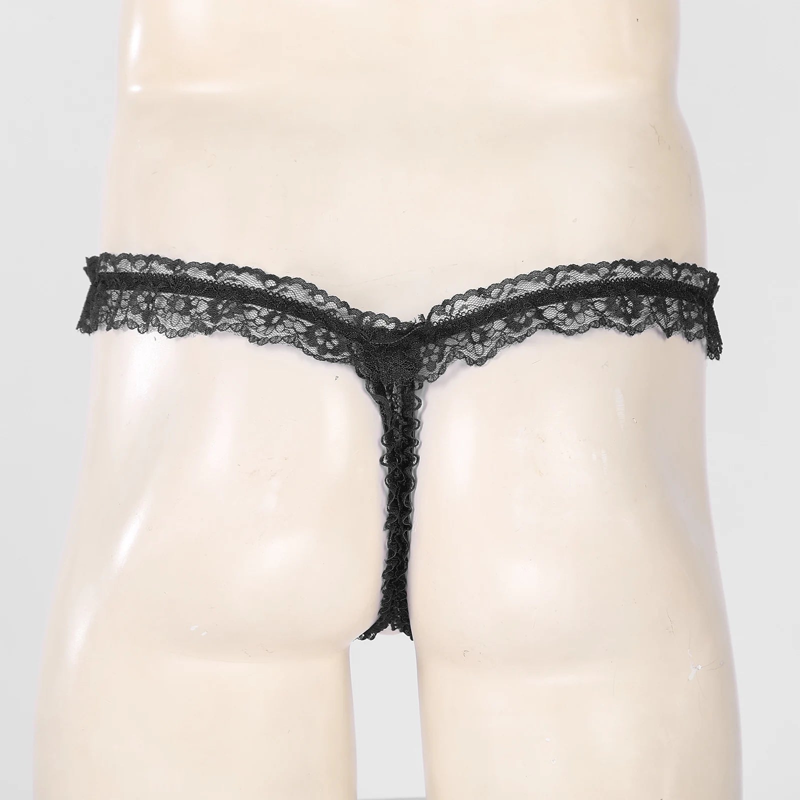 Sexy See-through Frilly Lace Crotchless T-back