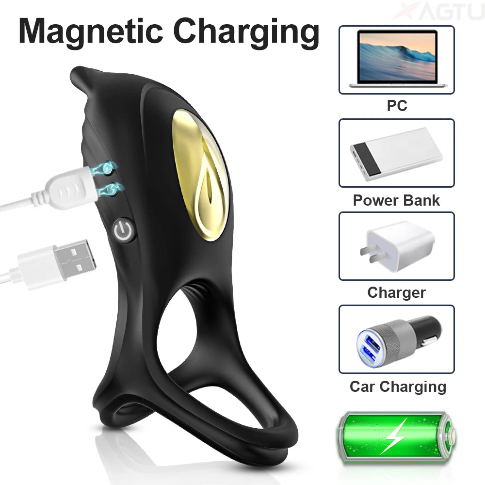 Cock Ring for Men Sucking Clitoral Vibrator Delay Ejaculation Sex Toys