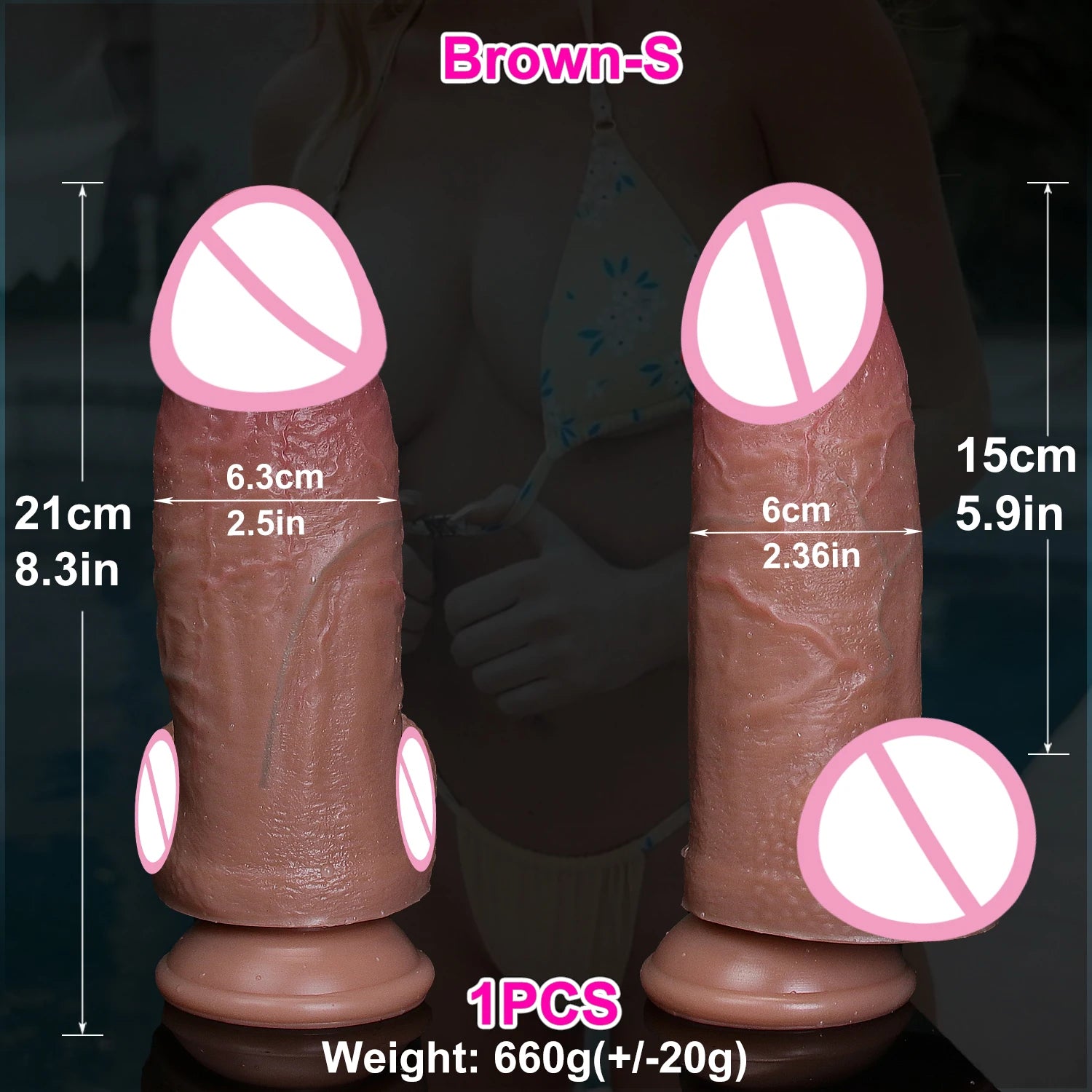 Very Soft  Skin Feel Big Thick Dildo Anal Sex Toy for Man Woman (Realistic Silicone Penis Cock Suction base)