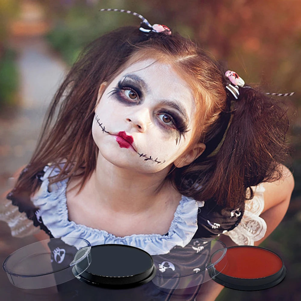 Water Based Face Body Paint Red White Balck, Water Activated Face Painting for Party, Non Toxic Facepaints