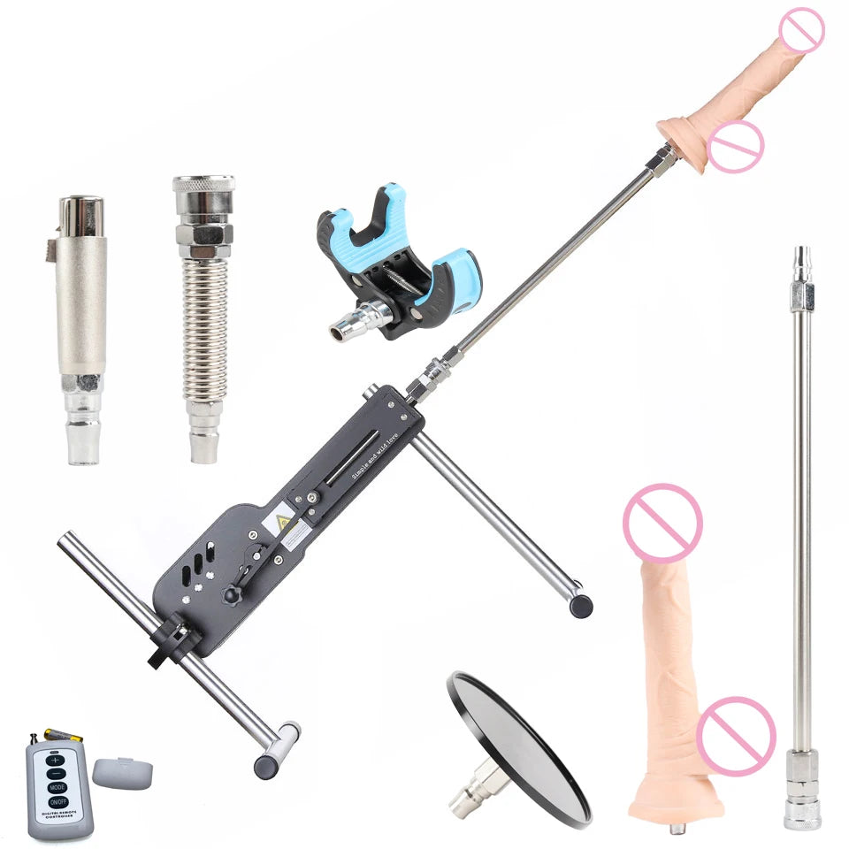 Men and women sex machine with sex toys set ( Automatically retractable dildos for men and women Pump gun sex toys )