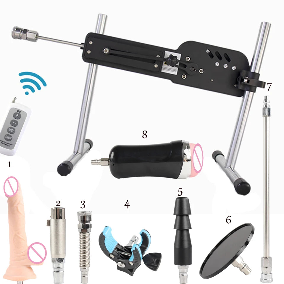Men and women sex machine with sex toys set ( Automatically retractable dildos for men and women Pump gun sex toys )